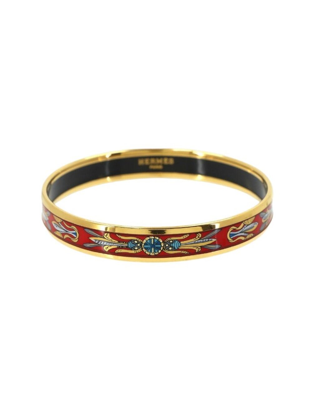 Hermes Enamel PM Bangle Bracelet Gold Red Email PM
